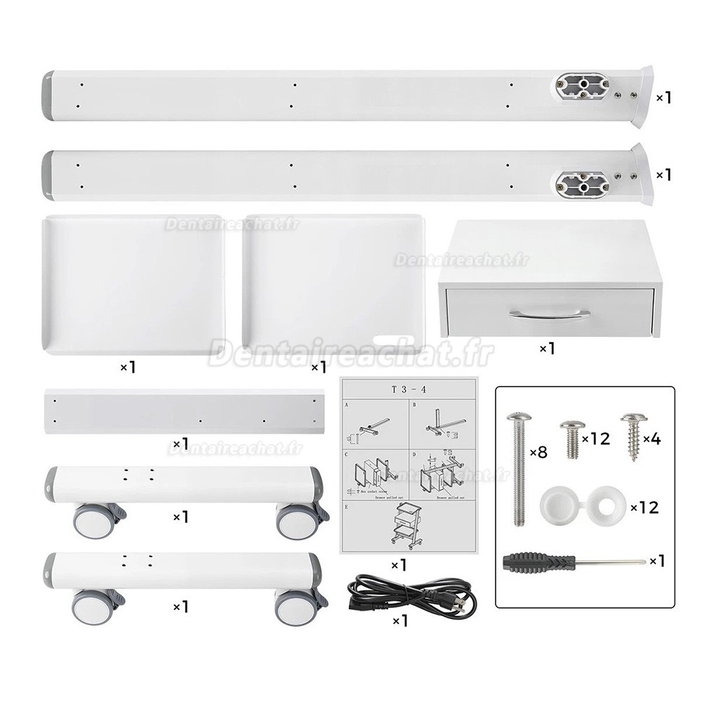 Chariot dentaire mobile Dentech T3-4 avec armoire de rangement